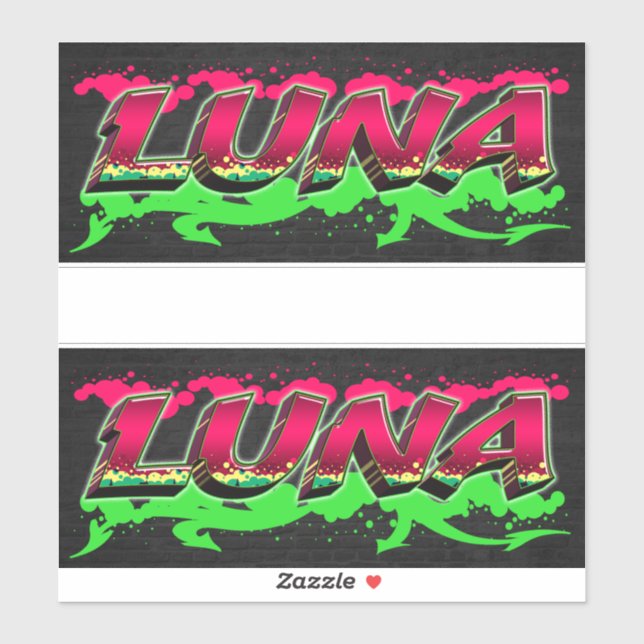 Luna First Name Graffiti Sticker (Sheet)