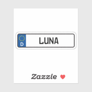 Luna German Car License Plate Sticker