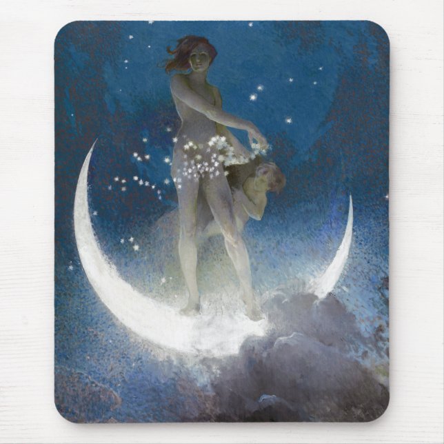 Luna Goddess at Night Scattering Stars Mouse Pad (Front)