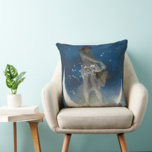 Luna Goddess at Night Scattering Stars Throw Pillow
