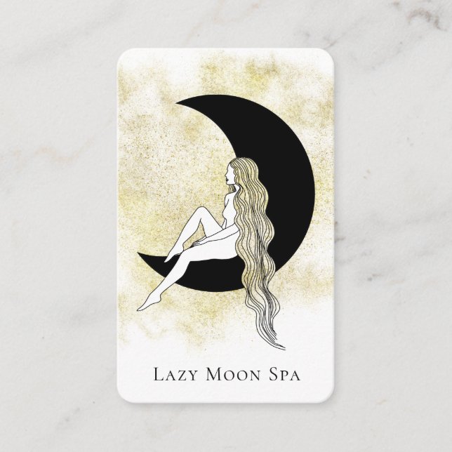 *~* Luna GODDESS Woman on Moon Celestial QR Business Card (Front)