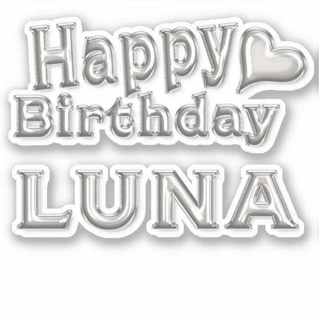 Luna Happy Birthday silver Sticker (Front)