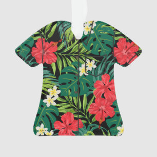 Luna Hibiscus Garden Hawaiian Aloha Shirt- Red Ornament