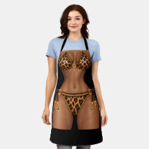 Luna Leopard Luxe Bikini Print Novelty Apron