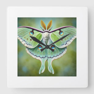 Luna Moth 010824IREF203 - Watercolor Square Wall Clock