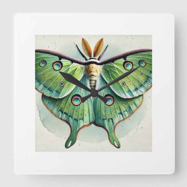 Luna Moth Actias luna 210824IREF215 - Watercolor Square Wall Clock (Front)