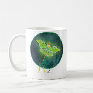 Luna Moth By Cheryl Casey Art Moon Green Coffee Mug