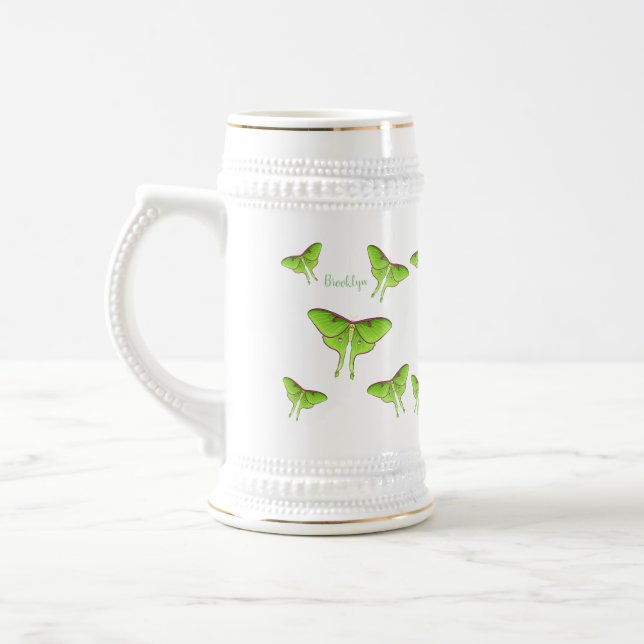 Luna Moth cartoon illustration Beer Stein (Left)