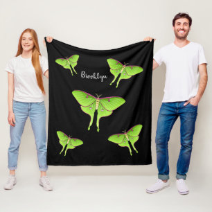 Luna Moth cartoon illustration Fleece Blanket