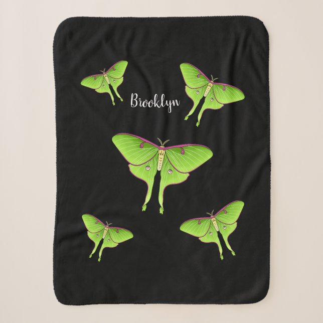Luna Moth cartoon illustration Sherpa Blanket (Front)
