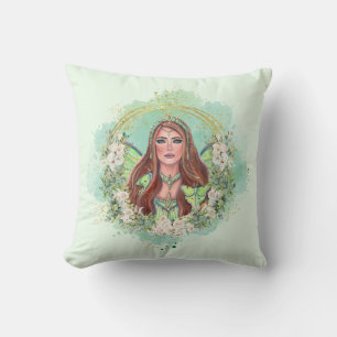 Luna moth fairy art by Renee Lavoie Throw Pillow