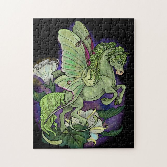 Luna Moth Fairy Horse Jigsaw Puzzle (Vertical)