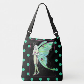Luna moth fairy polka dot cross body bag