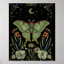 luna Moth Gothic Watercolor Art