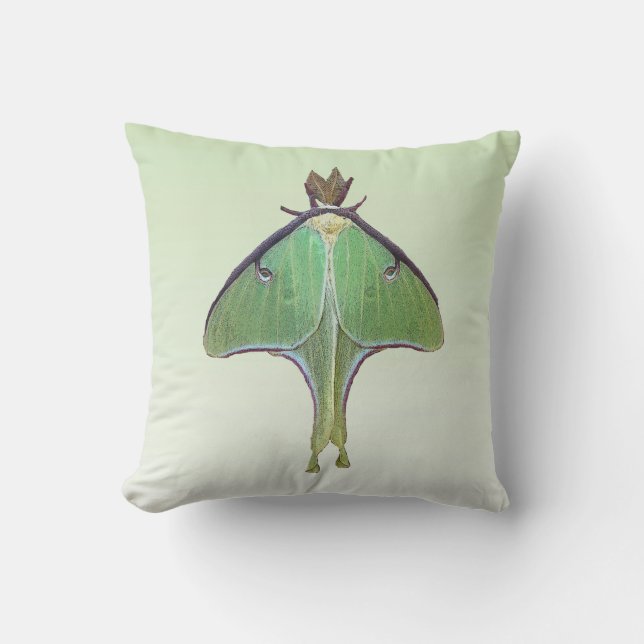 Luna Moth Green Animal Outdoor Pillow (Front)