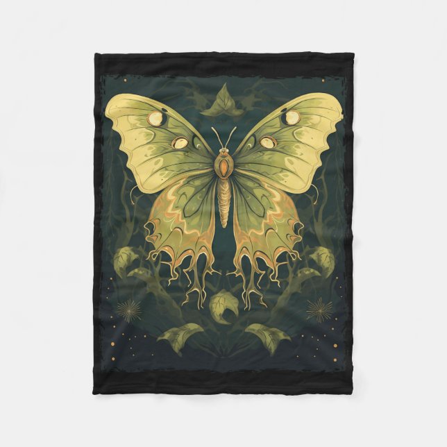 Luna Moth Halloween  Fleece Blanket (Front)
