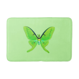 Luna moth - lime green on a pale green background bath mat