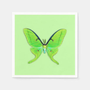 Luna moth - lime green on a pale green background napkin