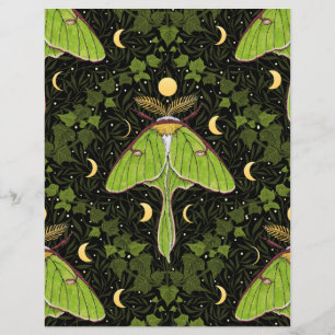 Luna moth, moon phases and ivy damask 2