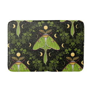 Luna moth, moon phases and ivy damask 2 bath mat