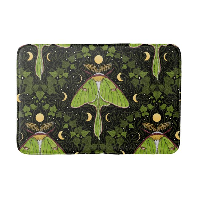 Luna moth, moon phases and ivy damask 2 bath mat (Front)