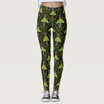 Luna moth, moon phases and ivy damask 2 leggings<br><div class="desc">Hand-painted pattern design with luna moth,  ivy and willow leaves damask pattern background</div>