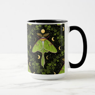 Luna moth, moon phases and ivy damask 2 mug