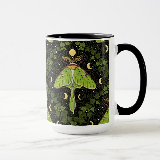 Luna moth, moon phases and ivy damask 2 mug (Right)