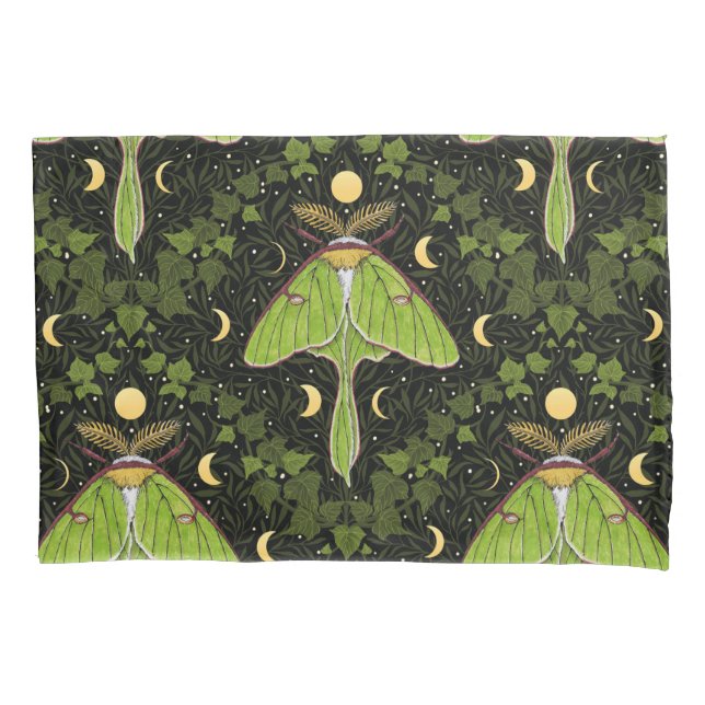 Luna moth, moon phases and ivy damask 2 pillowcase (Front-Left)