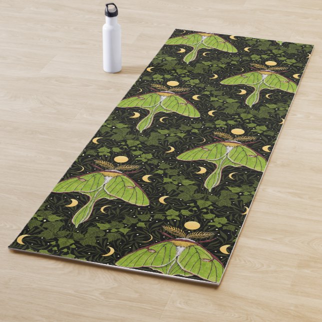 Luna moth, moon phases and ivy damask 2 yoga mat (In Situ)