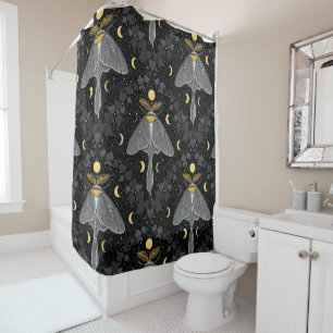 Luna moth, moon phases and ivy damask pattern