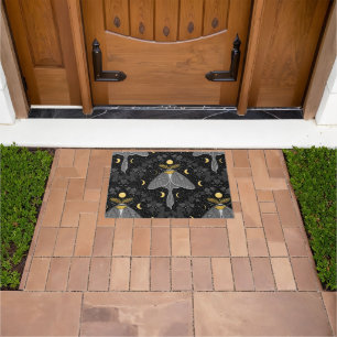 Luna moth, moon phases and ivy damask pattern doormat