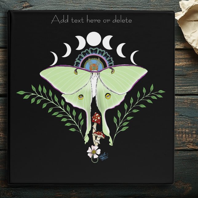 Luna Moth Moon Phases Black Binder (Creator Uploaded)