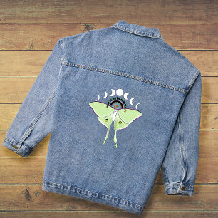 Luna Moth Moon Phases Black Denim Jacket