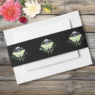Luna Moth Moon Phases Invitation Belly Band