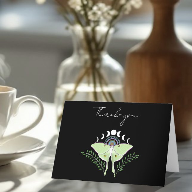 Luna Moth Moon Phases Thank You Card (Creator Uploaded)