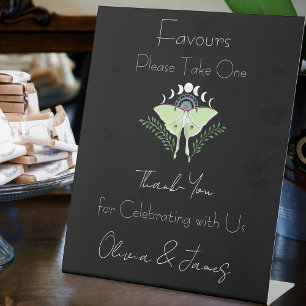 Luna Moth Moon Phases Wedding Favours Pedestal Sign