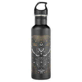 Luna Moth Moon Phases Witchy Dark Academia Aesthet 710 Ml Water Bottle