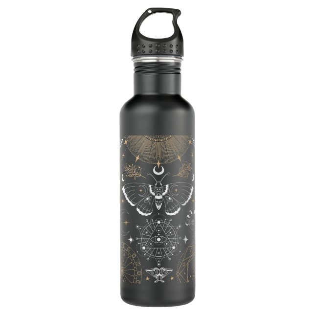 Luna Moth Moon Phases Witchy Dark Academia Aesthet 710 Ml Water Bottle (Front)