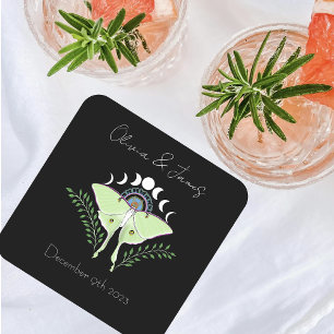 Luna Moth Moth Phases Square Paper Coaster
