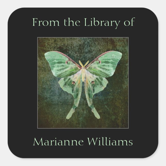 Luna Moth Nom du livre Sticker de plaque (Devant)