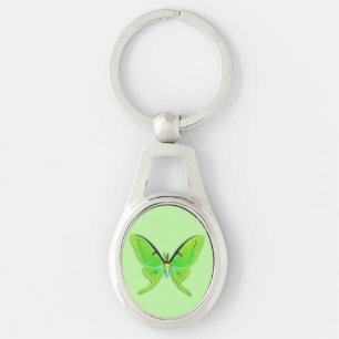 Luna moth on a pale green background keychain