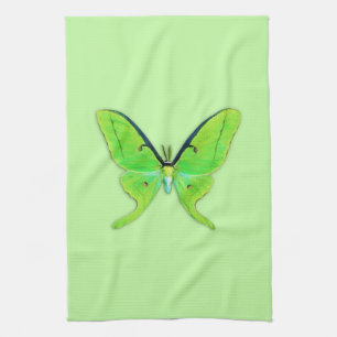 Luna moth on a pale green background kitchen towel