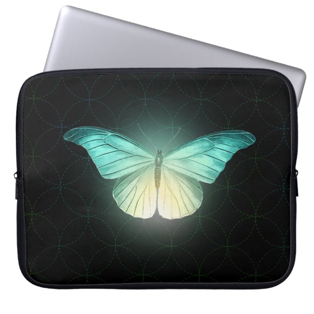 Luna Moth on Black Laptop Sleeve (Front)