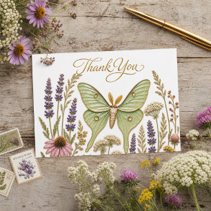 Luna Moth Wildflower Birthday Script Thank You Thank You Card