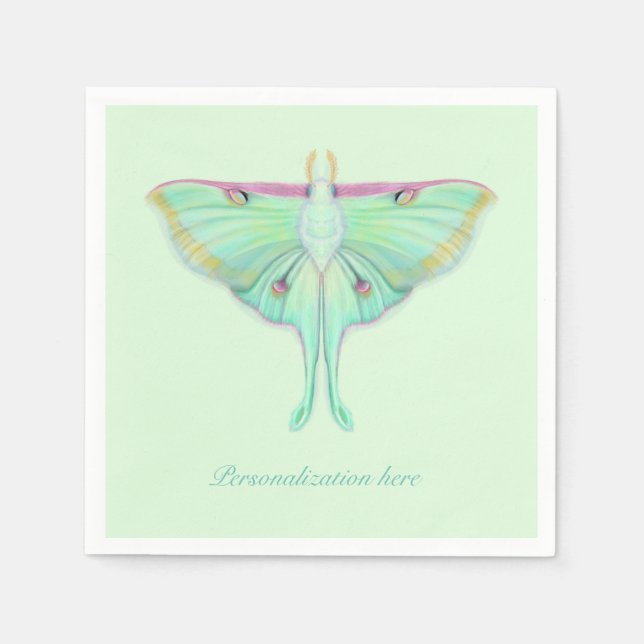 Luna Moth with Personalization Napkin (Front)