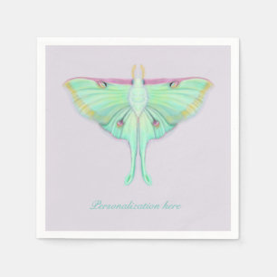 Luna Moth with Personalization on lavender Napkin