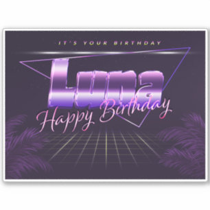 Luna Name First name lila retro Sticker Birthday