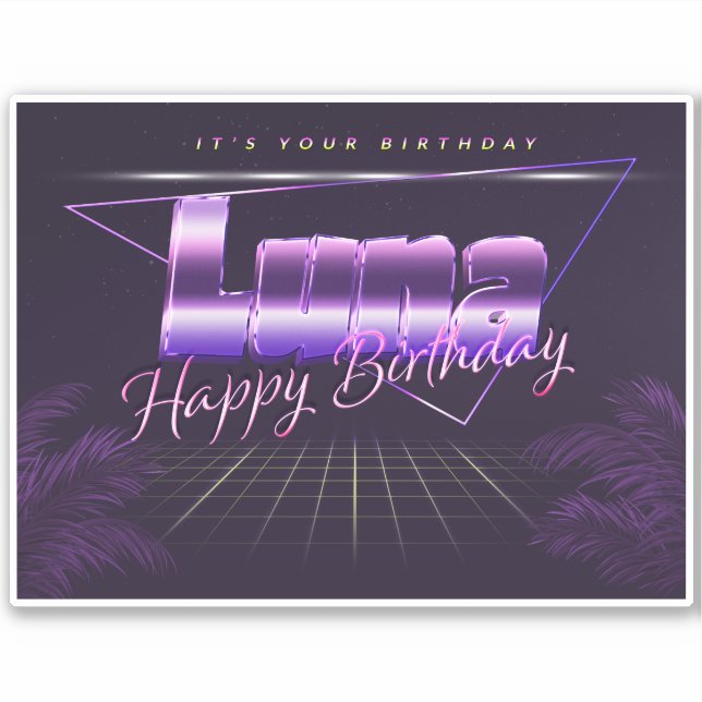Luna Name First name lila retro Sticker Birthday (Front)