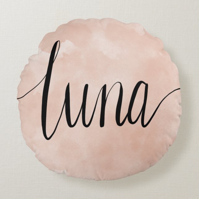 Luna Nom Lettre Manuscrite Coussin Rond (Devant)